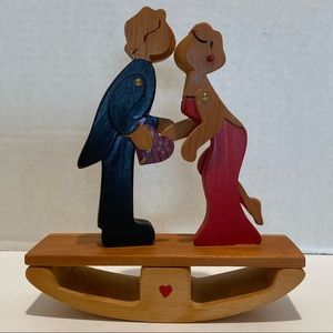 VINTAGE JOHN J. HART of WILD WOOD Terra Alta WV -FOLK ART Rocking Kissing Couple